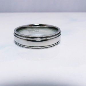 Men's Stainless Steel Double Milgrain Edges High Polish Comfort Fit Band